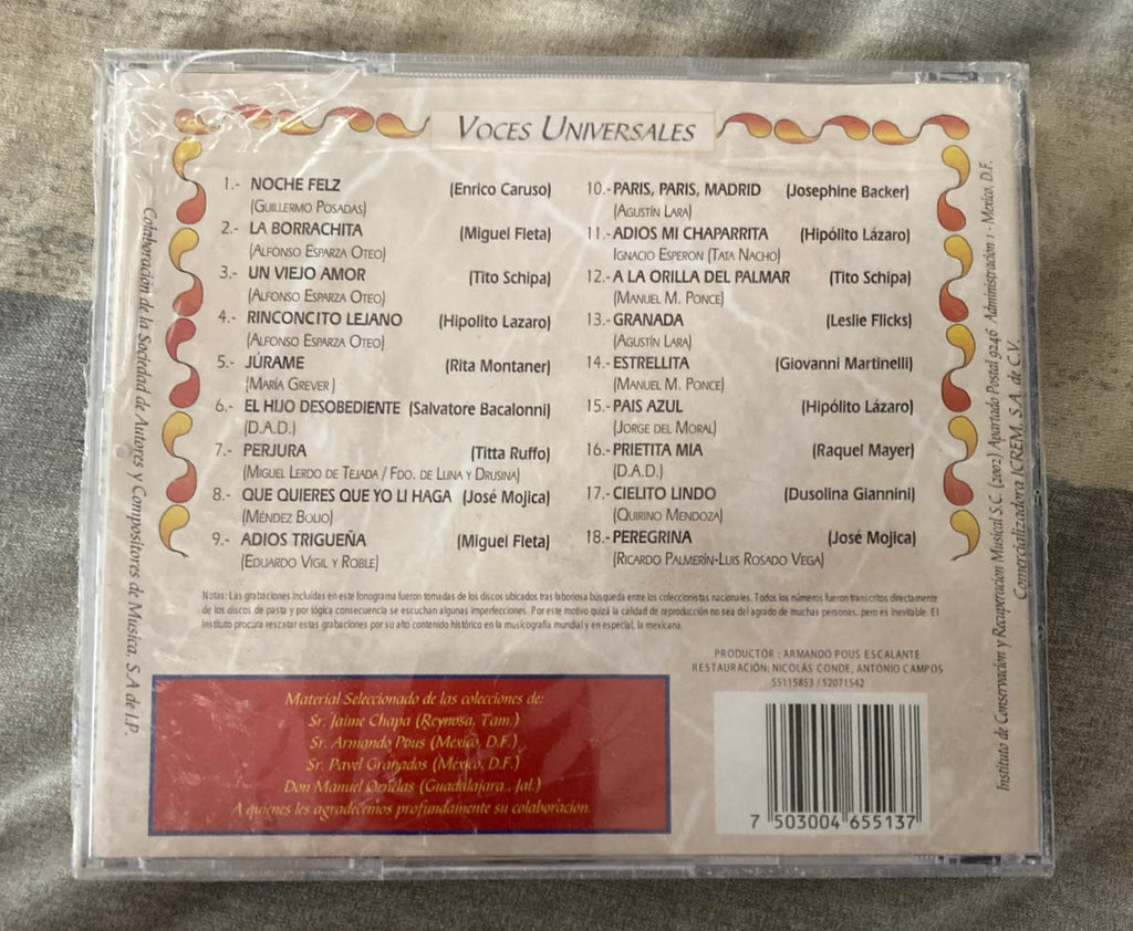 Varios artistas — Voces universales y la música mexicana (CD) — fotografía 2 del ejemplar disponible