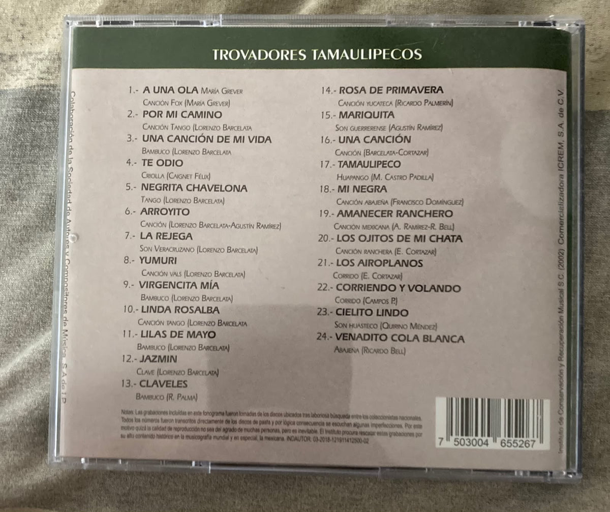 Trovadores Tamaulipecos — Época de Oro de la Radio (CD) — fotografía 2 del ejemplar disponible
